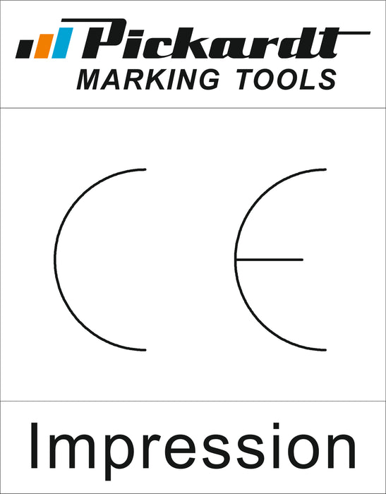CE Logo on a white background Pickardt Marking Tools is on the top. On the bottom the word Impression