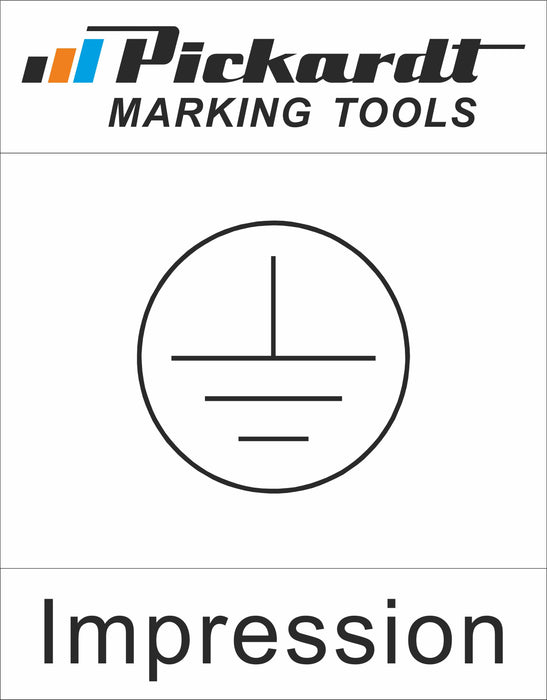 Earth Gounding Symbo with Circle Pickardt Marking Tools is on the top. On the bottom the word Impression