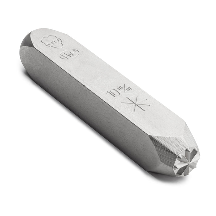 1x Pickardt 10 mm (3/8") Steel Hand Stamp with Asterisk Symbol. Detail body shot of the steel stamp