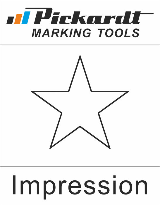 A Five Pointed STAR on a white background. Pickardt Marking Tools is on the top. On the bottom the word Impression