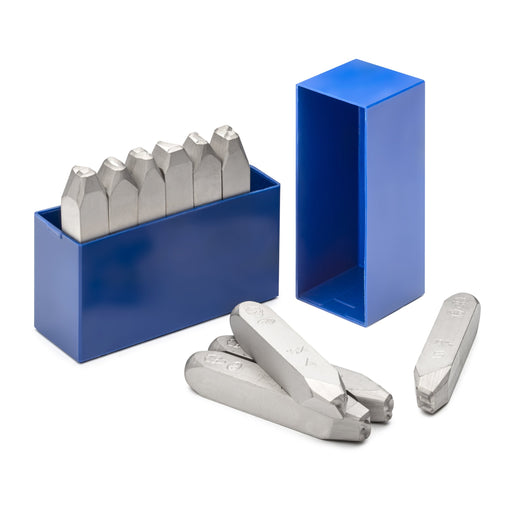 Pickardt Hand Stamp Numbers with distinctive font - pictured with blue packaging boxes